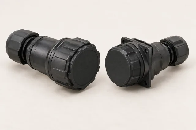 Locked circular power connector hardware