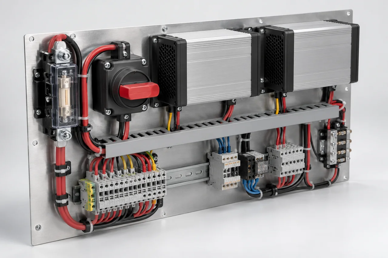 Power distribution & conversion hardware arrangement