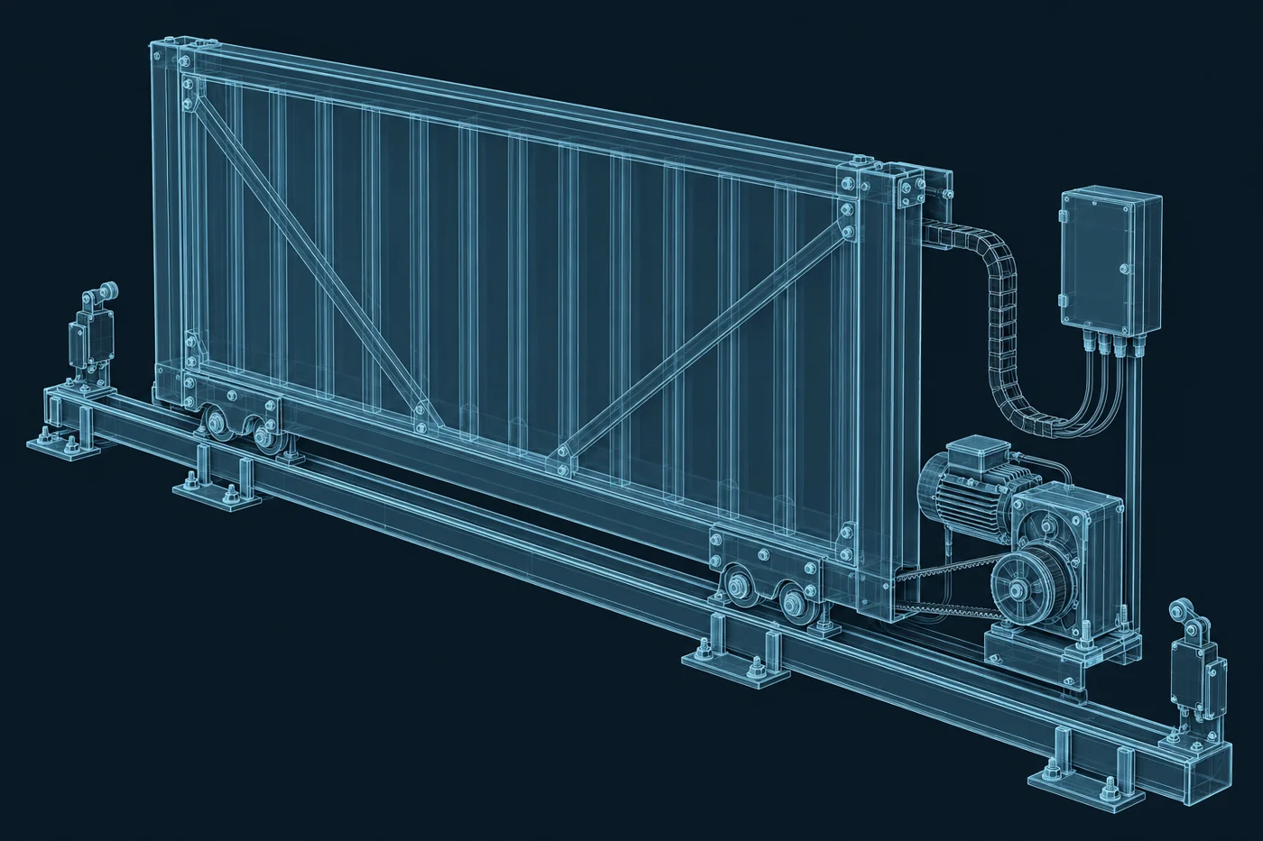Door or actuator axis detailed wireframe